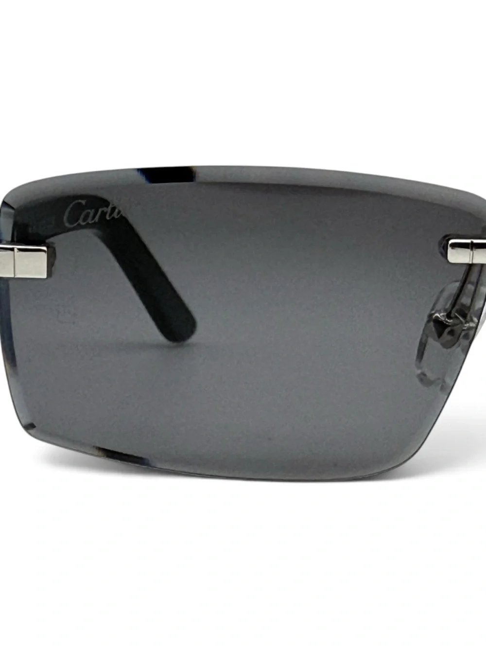 Cartier Rimless Sunglasses in Black with Silver Accents
